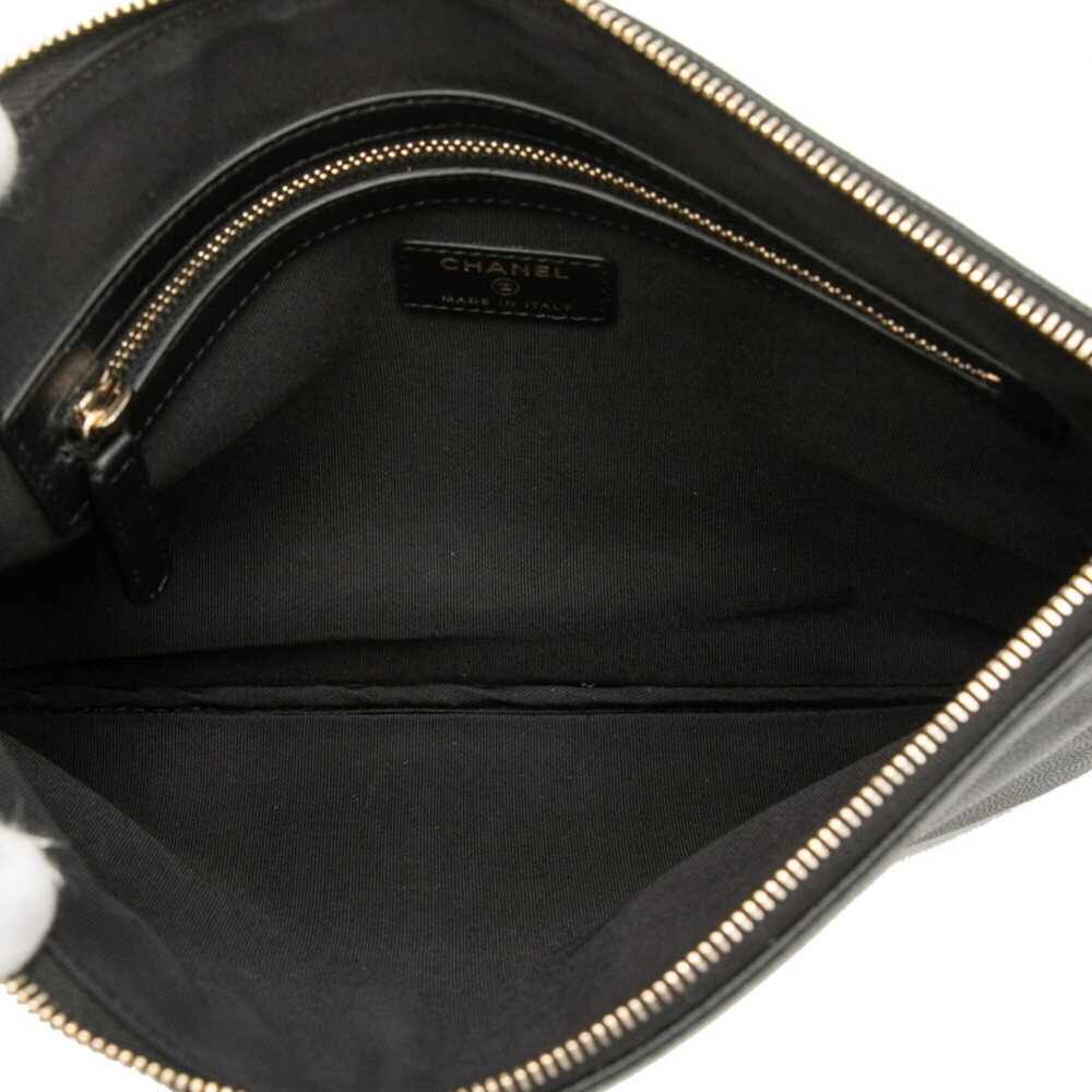 CHANEL Black Caviar Leather Logo Clutch Bag - Picture 4 of 7